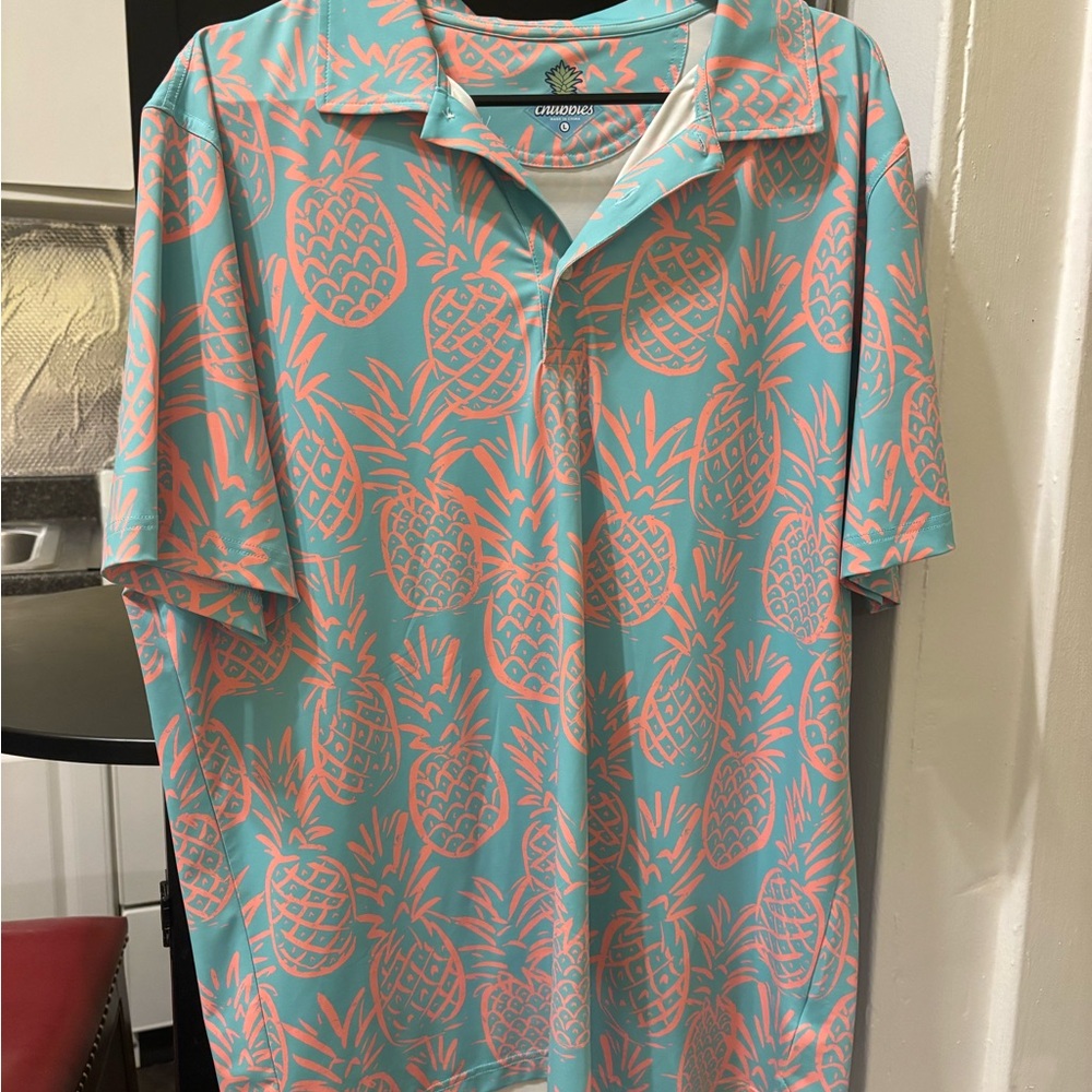 Chubbies Teal and Coral Pineapple Shirt